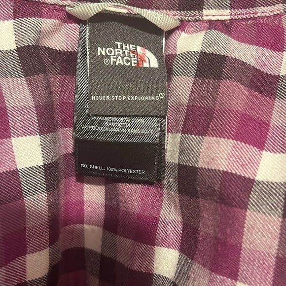 The North Face Purple/Black/White Checkered Snap Shirt Sz M - Picture 5 of 7
